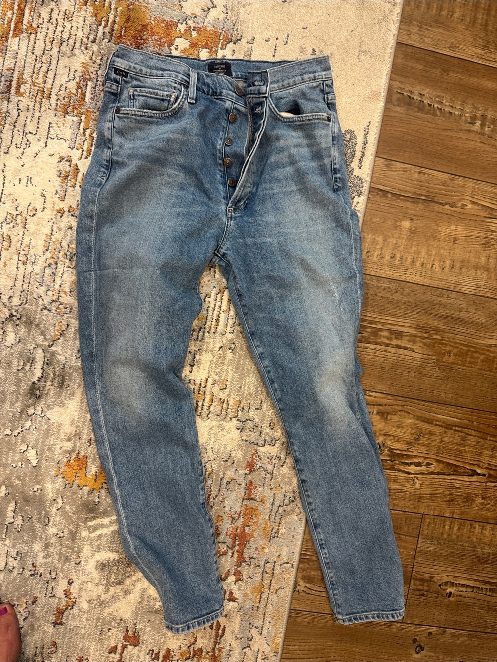 Women’s High-Rise Light Blue Button-Fly Jeans